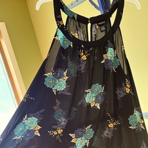 Torrid Floral Print Georgette High Neck Tank Top